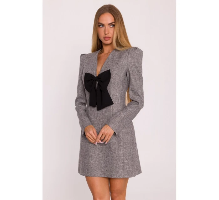 M869 Tvídové šaty s výstrihom do V - grafitové M869 Tvídové šaty s výstrihom do V - grafitové