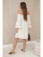 Španělské šaty s volánky na rukávu béžový Španělské šaty s volánky na rukávu béžový