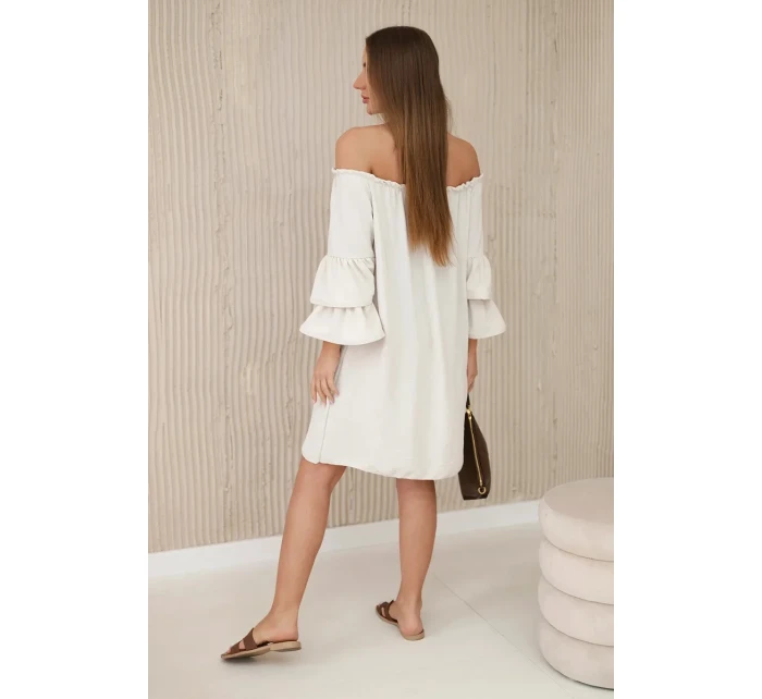 Španělské šaty s volánky na rukávu béžový Španělské šaty s volánky na rukávu béžový