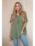 Oversized halenka s přívěskem světlá khaki Oversized halenka s přívěskem světlá khaki