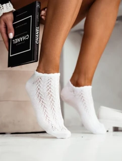 Dámské Ponožky Krátké Krajkové Bílé