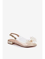 Dámské sandály průhledné s mašlí D&A MR61-9001 zlaté