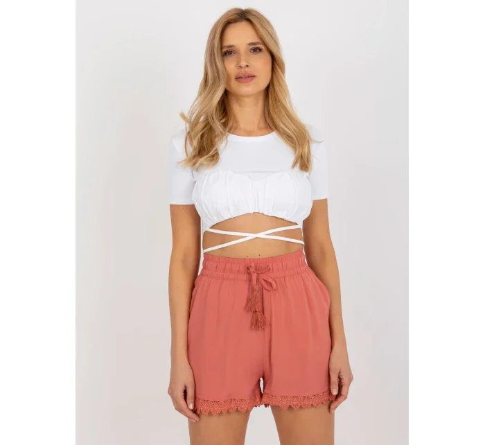 Šortky D73760M62233KB tmavo ružové