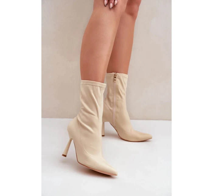 Materiál Kotníkové topánky na podpätku Light Beige Amune Materiál Kotníkové topánky na podpätku Light Beige Amune
