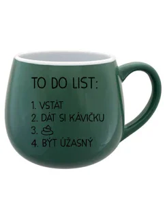 TO DO LIST:  BÝT ÚŽASNÝ - zelený keramický hrníček 300 ml