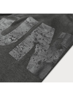 Tmavosivé pánske teplákové nohavice s potlačou (8K191)