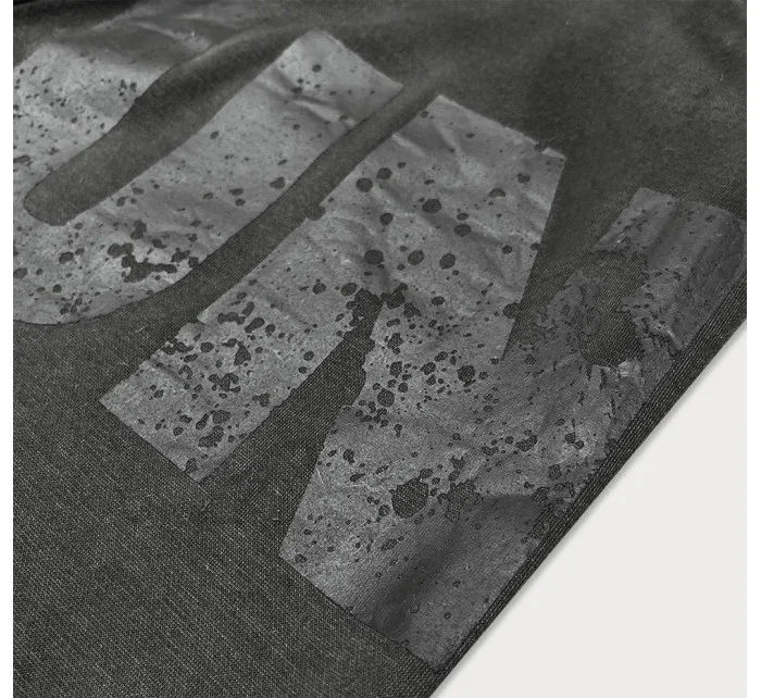 Tmavě šedé pánské teplákové kalhoty s potiskem model 18406787 - J.STYLE