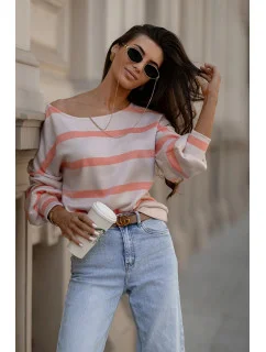 Dámska oranžová mikina s lodičkovým výstrihom (82139B)