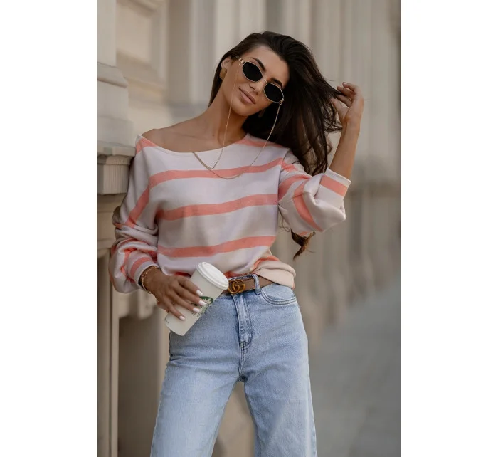 Dámska oranžová mikina s lodičkovým výstrihom (82139B)