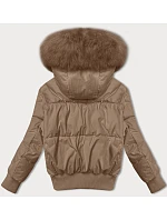 Dámska krátka zimná bunda s rebrovanými lemami S'west beige (B8288-12) Dámska krátka zimná bunda s rebrovanými lemami S'west beige (B8288-12)