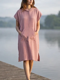 dámske vaflové pončo Saimaa s kapucňou Old Rose
