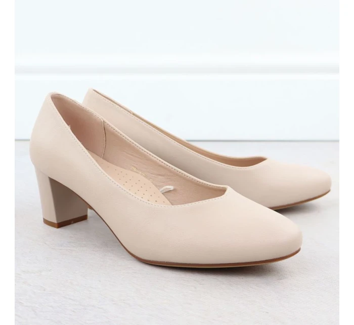 Sergio Leone W SK415B béžové lodičky na podpätku