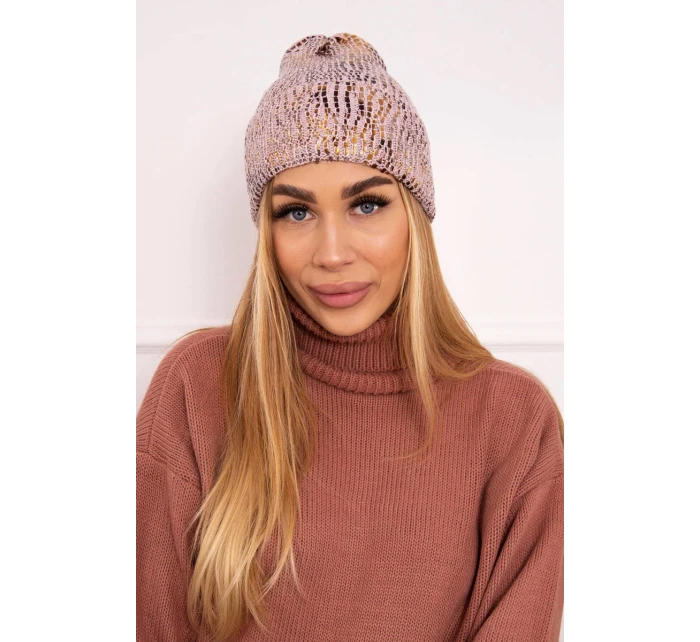 Čiapka s mohérom Leopard K233 púdrovo ružová