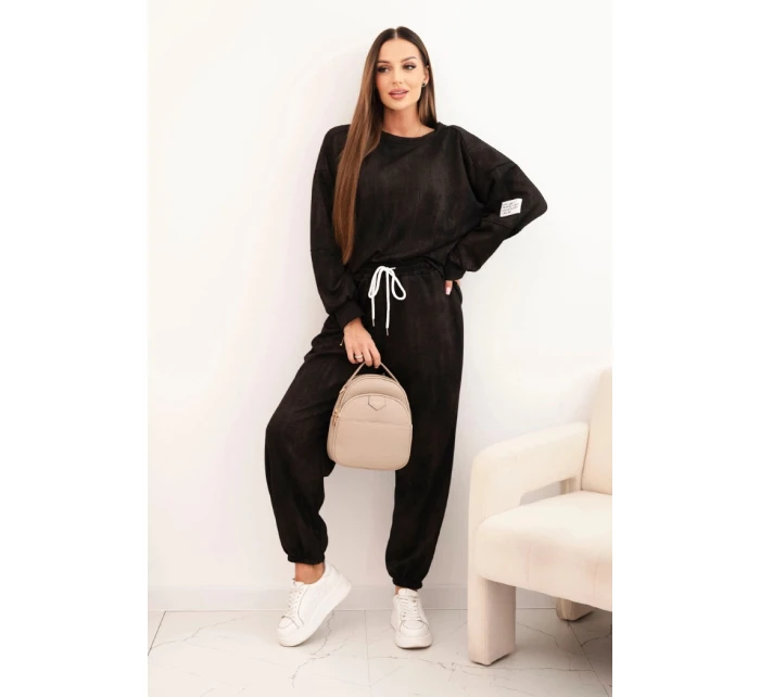 Dámska súprava z viskózy oversize s pracím efektom čierna Dámska súprava z viskózy oversize s pracím efektom čierna