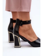 Elegantní černé dámské sandály na podpatku model 21657902 - EVENTO