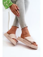 Dámské Žabky Na Platformě Big Star model 21660805 Beige - Big Star Shoes Dámské Žabky Na Platformě Big Star model 21660805 Beige - Big Star Shoes