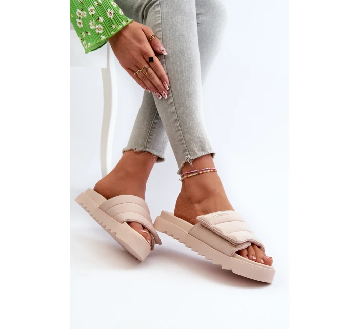 Dámské Žabky Na Platformě Big Star model 21660805 Beige - Big Star Shoes Dámské Žabky Na Platformě Big Star model 21660805 Beige - Big Star Shoes