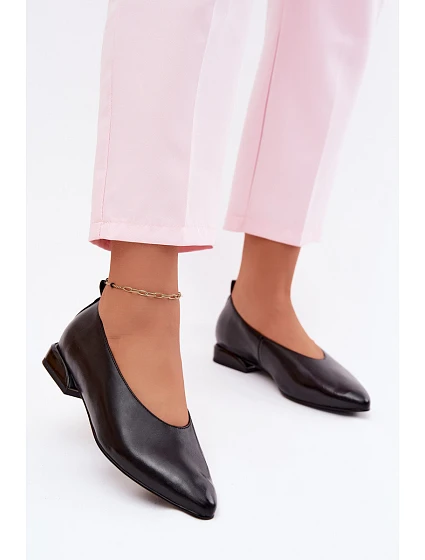 Kožené baleríny na nízkém podpatku Černé model 22133218 - Boto