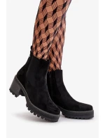 Dámske zateplené členkové topánky na podpätku Eco Suede Black Irissinae Dámske zateplené členkové topánky na podpätku Eco Suede Black Irissinae