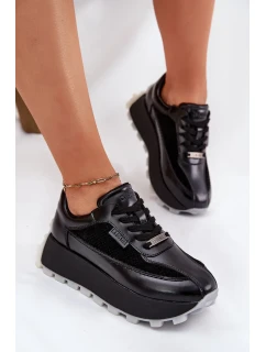 Dámske kožené tenisky na platforme Big Star HI-POLY SYSTEM - čierne