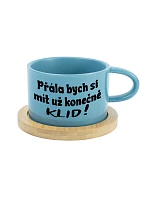 CHCEM KONEČNE MÁŤ KLID! - modrý hrnček s makrónkou 200 ml
