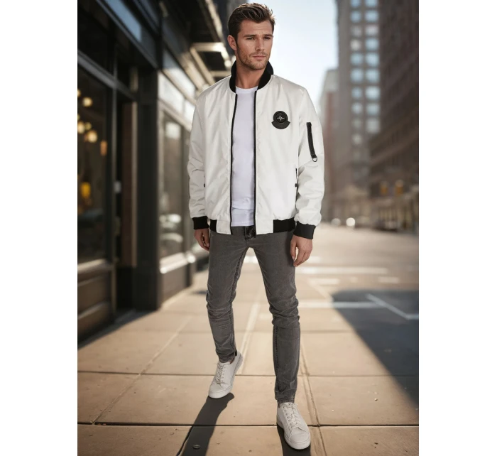 Pánská přechodná bunda bomber béžová Dstreet model 21986400 - FashionStreet Pánská přechodná bunda bomber béžová Dstreet model 21986400 - FashionStreet