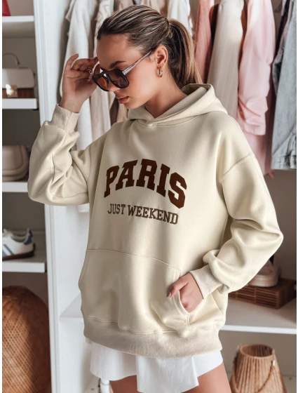 Dámská mikina oversize béžová Dstreet model 21988151 - FashionStreet Dámská mikina oversize béžová Dstreet model 21988151 - FashionStreet