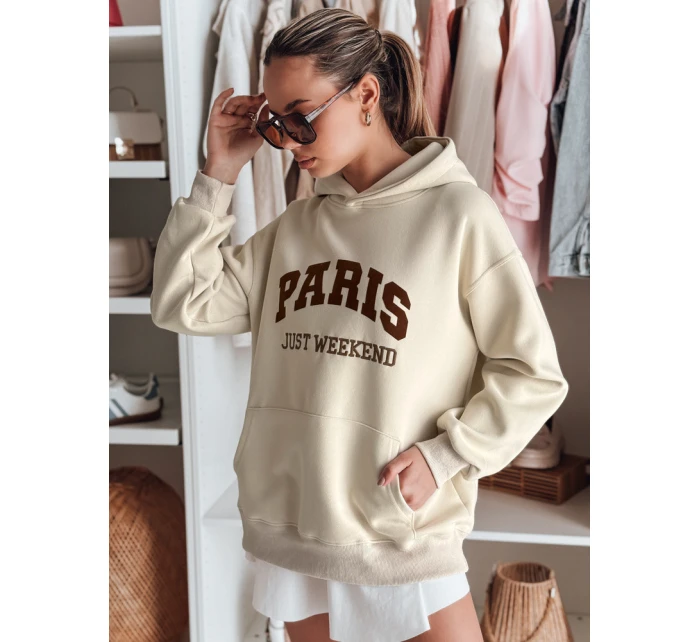 Dámská mikina oversize béžová Dstreet model 21988151 - FashionStreet Dámská mikina oversize béžová Dstreet model 21988151 - FashionStreet