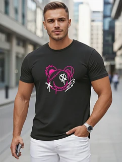 Tshirt męski bawełniany z nadrukiem w stylu czarny model 22278464 - FashionStreet