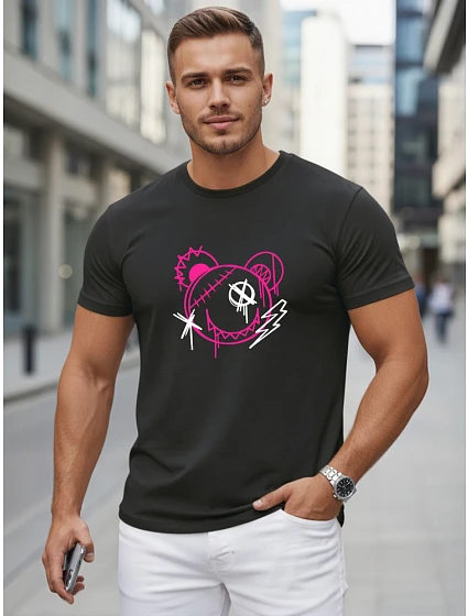 Tshirt męski bawełniany z nadrukiem w stylu czarny model 22278464 - FashionStreet Tshirt męski bawełniany z nadrukiem w stylu czarny model 22278464 - FashionStreet