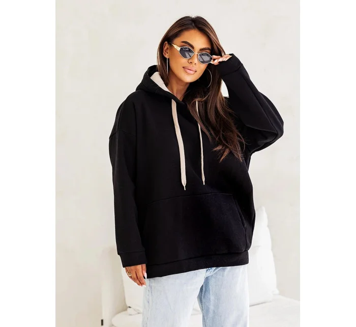 Černá hrubší dámská klokaní mikina model 21777399 - Moon
