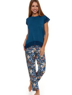 Dámské viskózové pyžamo model 18433158 modré s květinami - Moraj