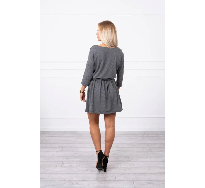 Flitrové šaty s vreckami v grafitovej farbe