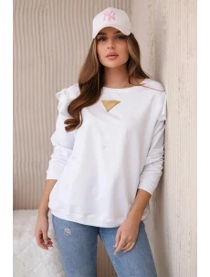 Bavlnená blúzka s volánikmi na ramenách biela