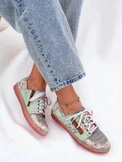 Dámske kožené poltopánky Maciejka - svetlozelené