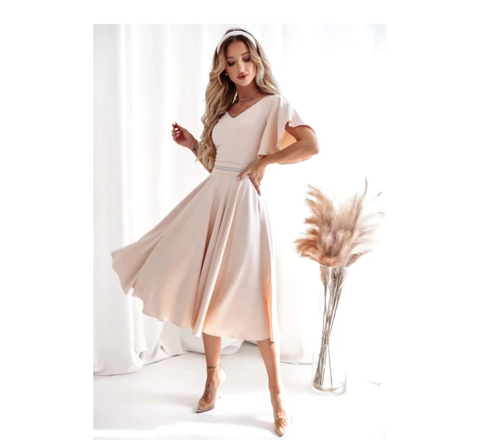 Večerné šaty model 208821 beige - With You Večerné šaty model 208821 beige - With You