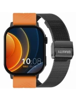 Chytré hodinky model 21805513 Oranžový silikonový řemínek + černý náramek - Gravity Chytré hodinky model 21805513 Oranžový silikonový řemínek + černý náramek - Gravity