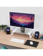 SKLENENÝ STOJAN NA MONITOR TRUST MONTA BIELY (25351)