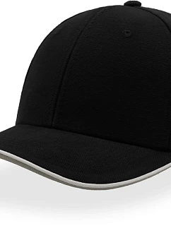 Atlantis Headwear Pilot Piping Sandwich – 6-panelová brúsená sendvičová čiapka 33.0502 čierna/biela