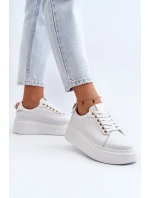 Dámské kožené tenisky na platformě model 21649096 bílé - CheBello
