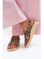 Zazoo 40392 Skórzane Sandały Damskie Panterka Brązowe Zazoo 40392 Skórzane Sandały Damskie Panterka Brązowe