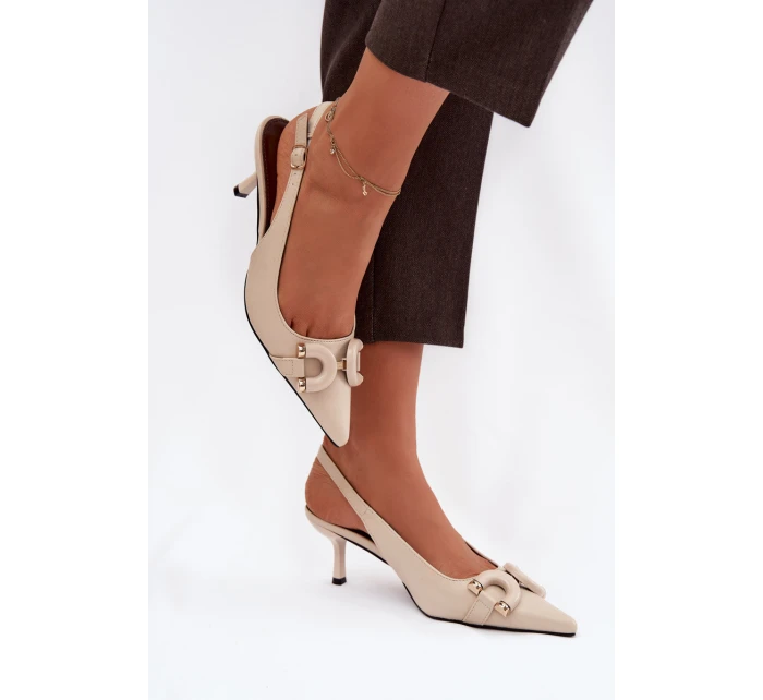 Dámské sandály na jehle s ozdobným detailem světle béžové Brienne