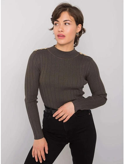 Sweter EM SW model 18502739 ciemny khaki - FPrice Sweter EM SW model 18502739 ciemny khaki - FPrice