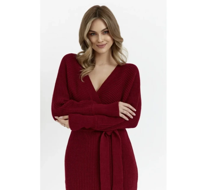 M810 Svetrové šaty s výstrihom do V - bordové M810 Svetrové šaty s výstrihom do V - bordové