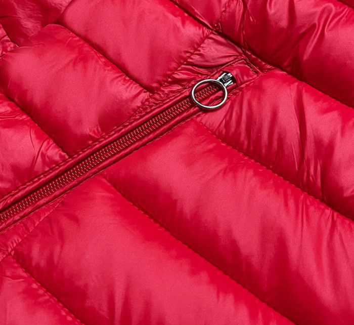 Červená obojstranná dámska prešívaná bunda (B9775-4)