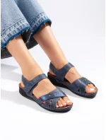 Pekné tmavomodré sandále s platformou pre ženy Pekné tmavomodré sandále s platformou pre ženy
