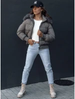 Dámská prošívaná zimní bunda s kožešinou tmavě šedá Dstreet model 21979218 - FashionStreet