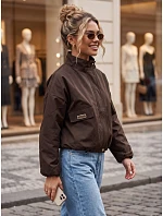 Dámska prechodná bunda typu bomber so stojáčikom, hnedá, FashionStreet TY6022