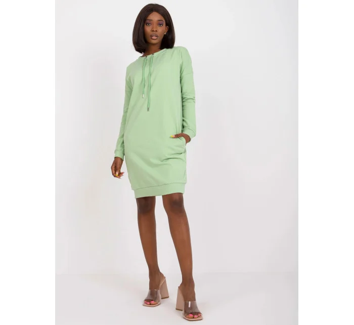 Dámské teplákové mini šaty v pistáciové barvě model 20840800 - Factory Price Dámské teplákové mini šaty v pistáciové barvě model 20840800 - Factory Price