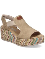 Dámske sandále na podpätku béžové Rieker 69472-60